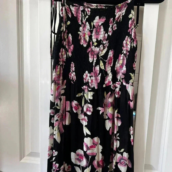 Free People Black Floral Tank Maxi Dress Size XS Color Black - Picture 3 of 6